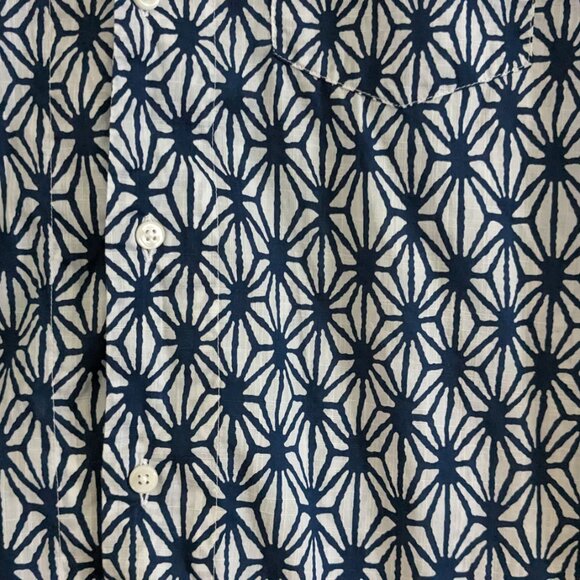 J. Crew Geometric Star Button Up Short Sleeve Camp Collar 1950s Style Shirt S - Picture 3 of 5